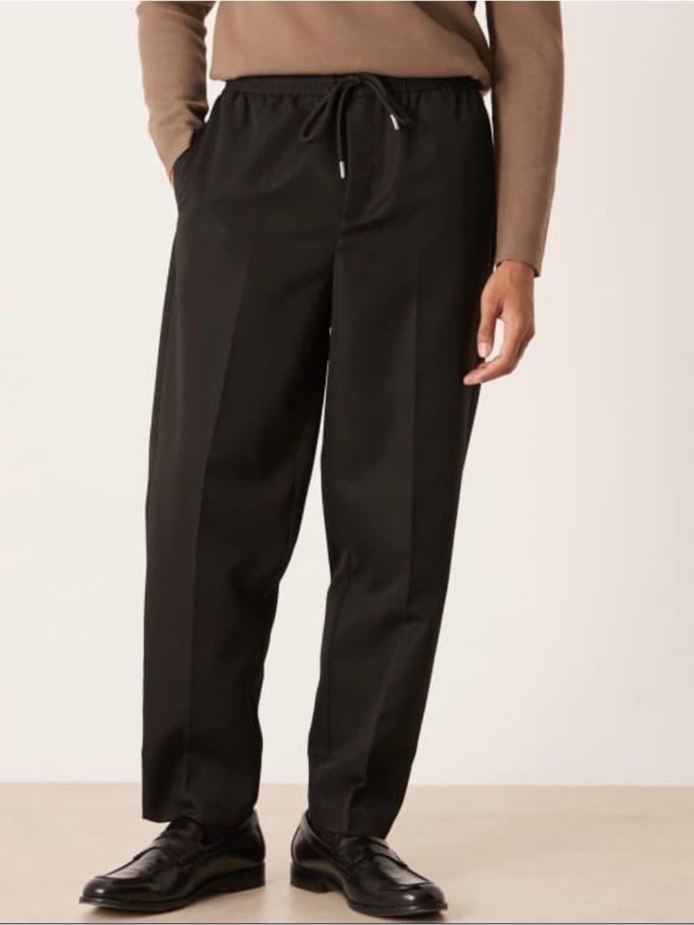 ASOS DESIGN Men’s Black Slim Fit Pull-On Pants Elastic Waist Drawstring Size M